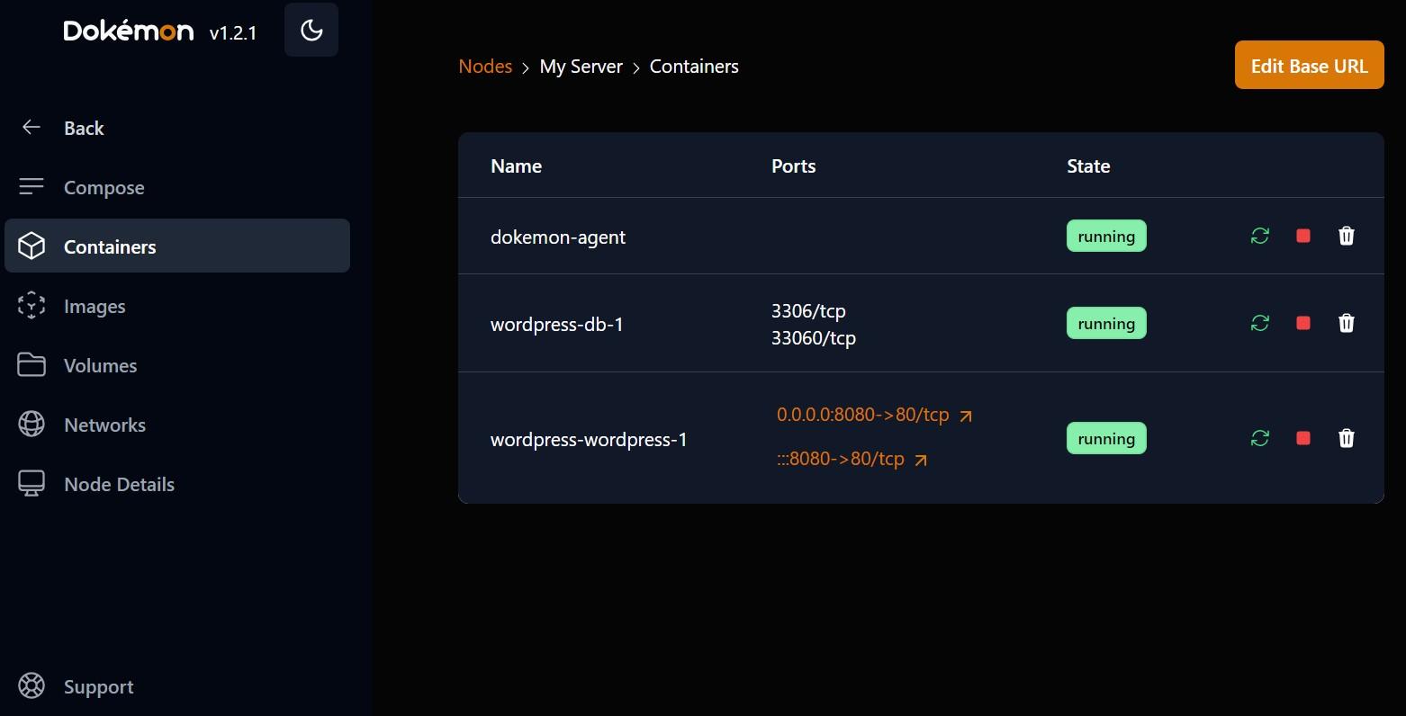 Dokémon container management interface